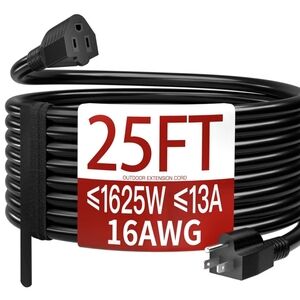 25FT Outdoor Extension Cord - Black